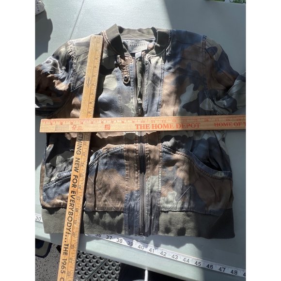 Marrakech Full Zip Camo Bomber Jacket Womens S Long Sleeve Viscose Blend Green - Picture 4 of 9